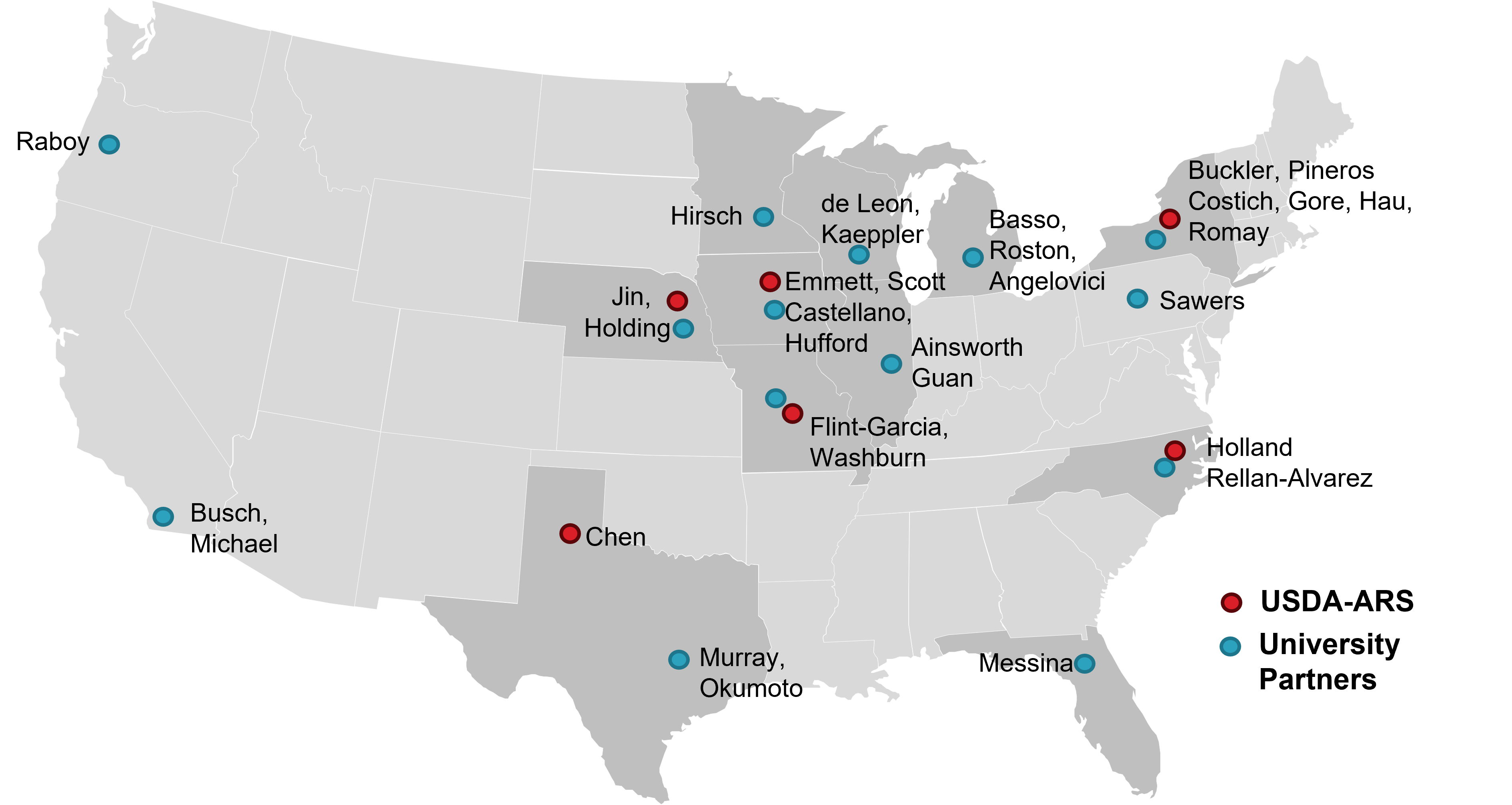 Map showing CERCA collaborator locations