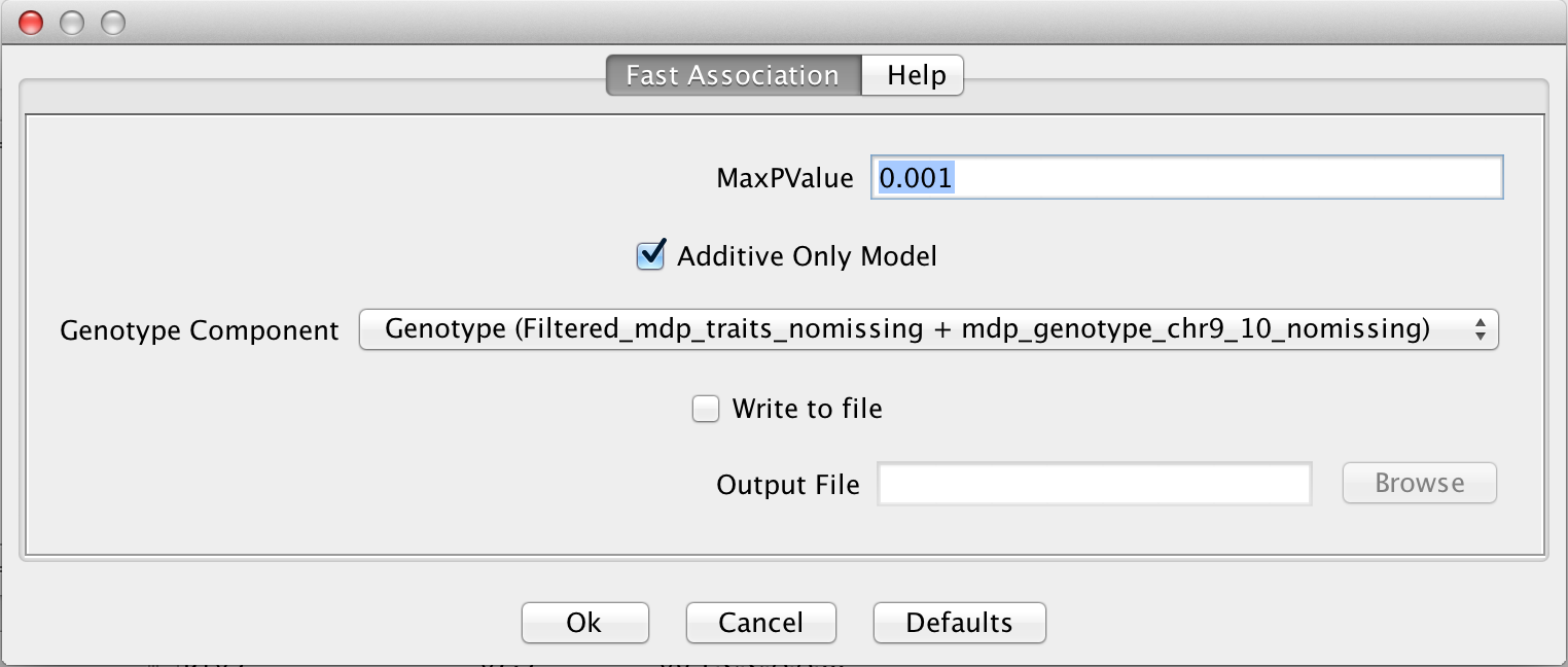 Fast Association dialog