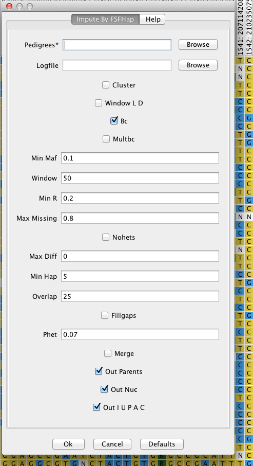 FSFHap Imputation dialog