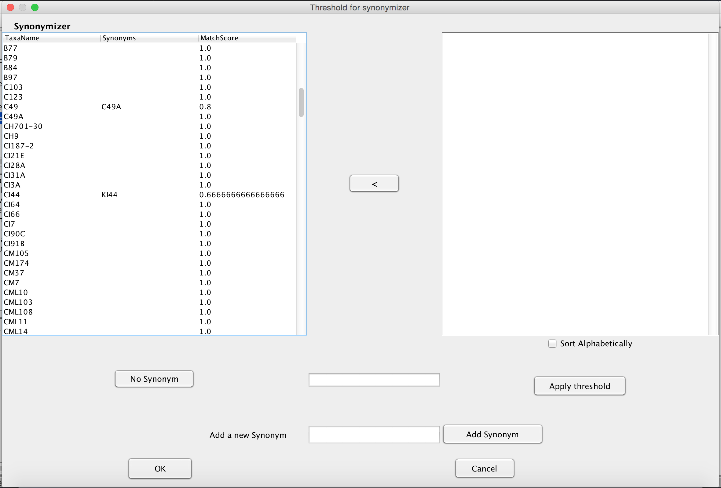 Synonymizer step 2 detail